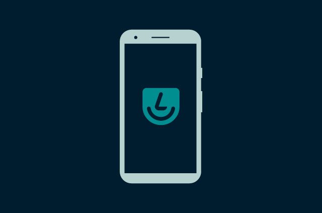 Smiley icon on smartphone screen