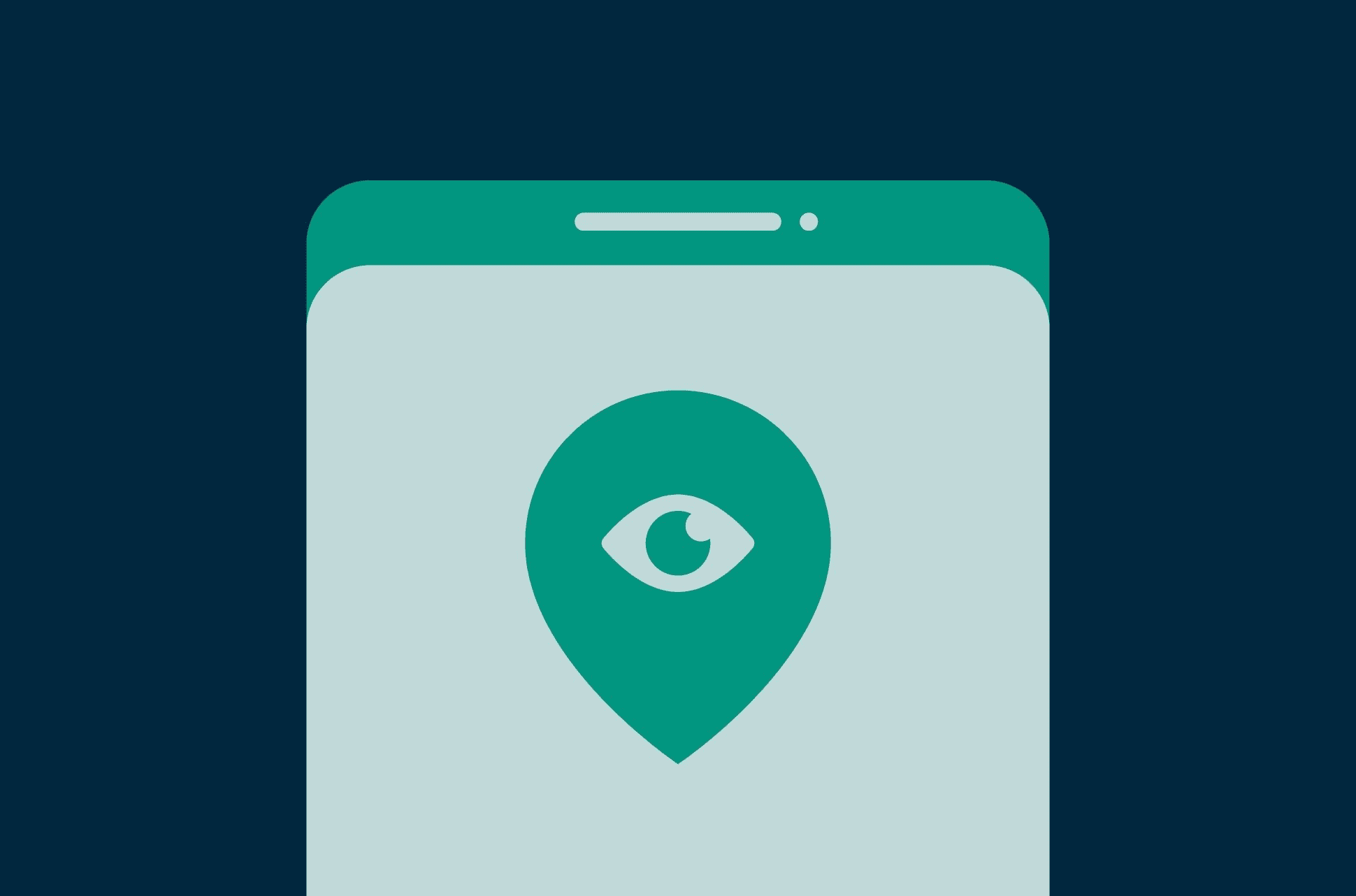Location symbol with an eye on a phone.