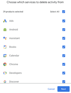 Meldung von Google, bevor Sie löschen