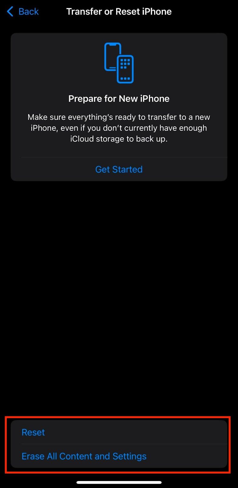 Erase All Content And Settings