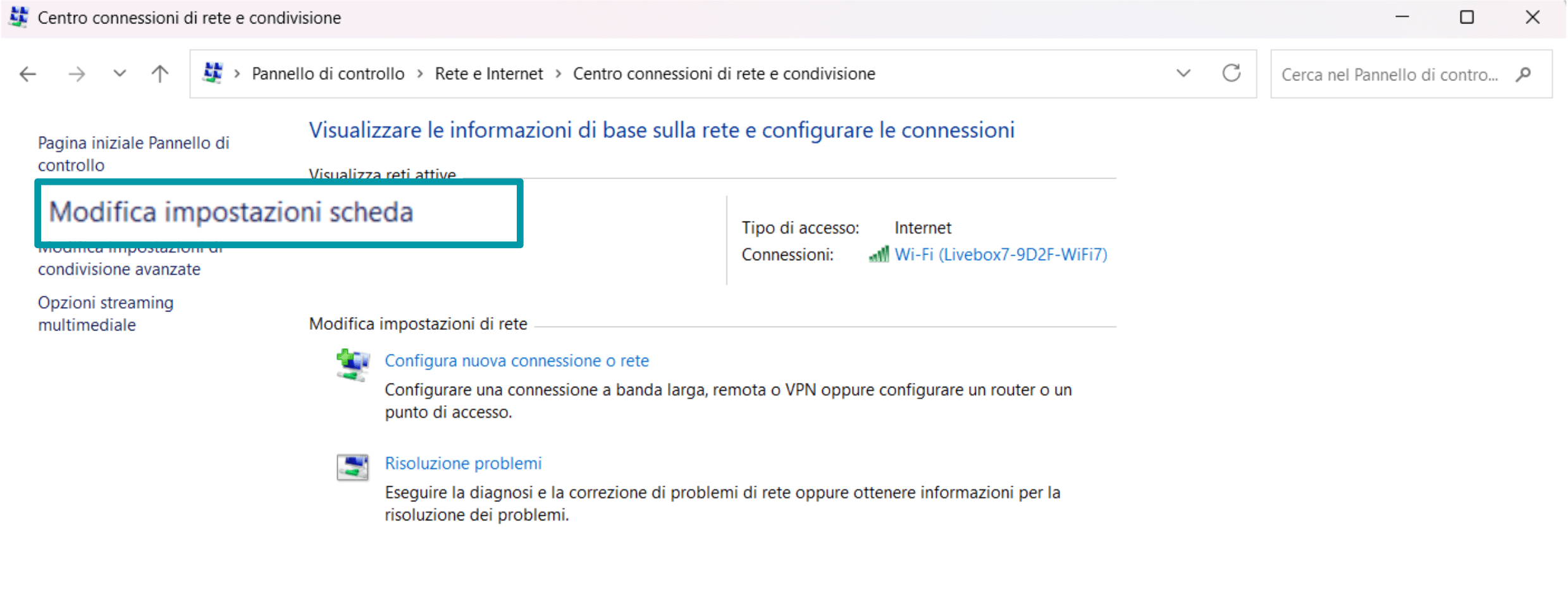 Click Change Adapter Settings It