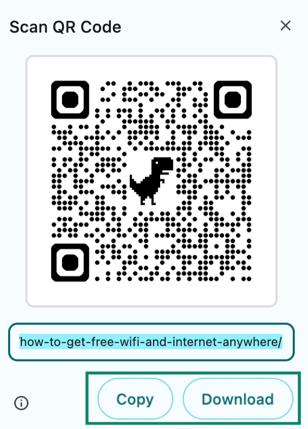 A QR code created using the Google QR code generator feature on a desktop.