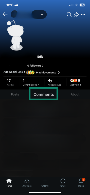 Reddit comments page on mobile.