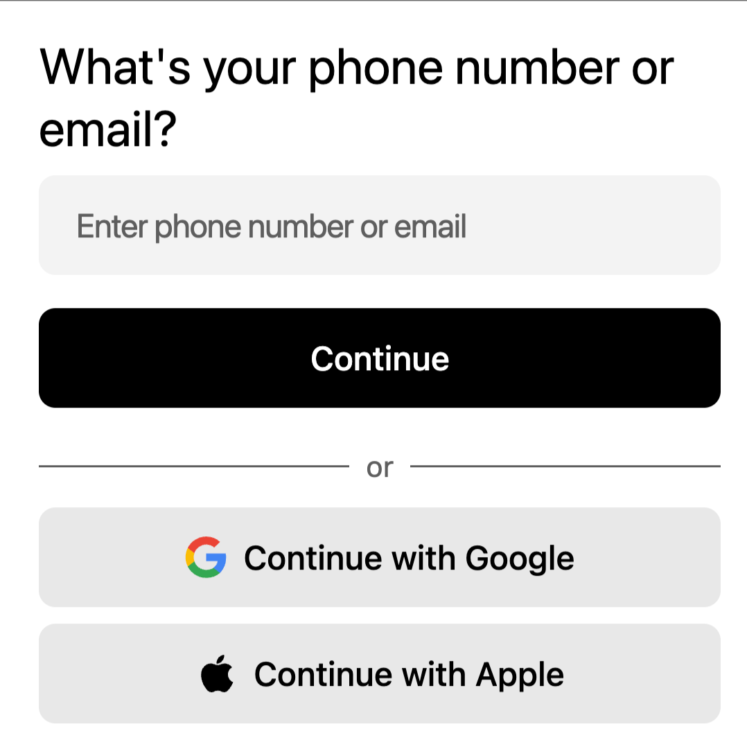 Uber desktop account login screen.