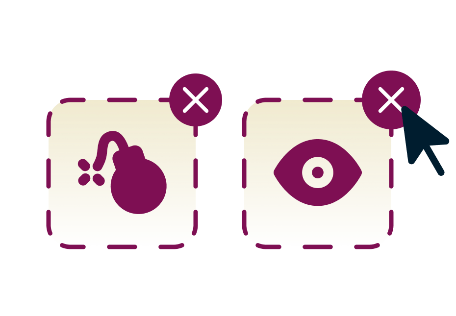 Ceglana ściana z otworem i kursorem przechodzącym przez niego.