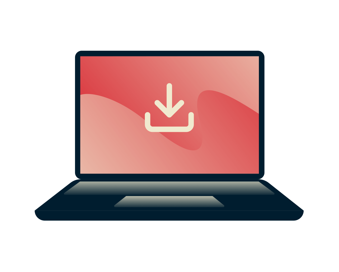 匿名でのダウンロード。ダウンロードアイコン付きのノートパソコン。