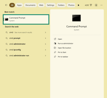 Screenshot of Command Prompt in Windows