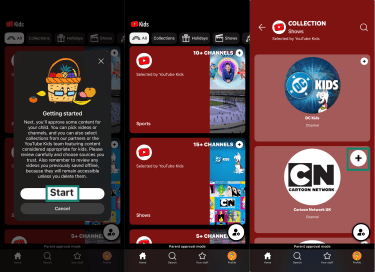 How to approve collections or channels on YouTube Kids using Approved content only mode.