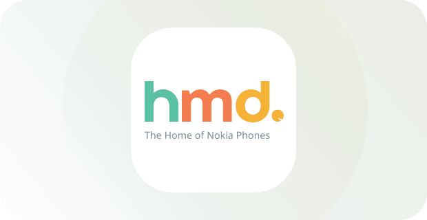 โลโก้ HMD Global บนพื้นหลังสีขาว