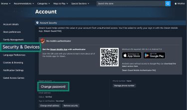 How to change a Steam account's password.