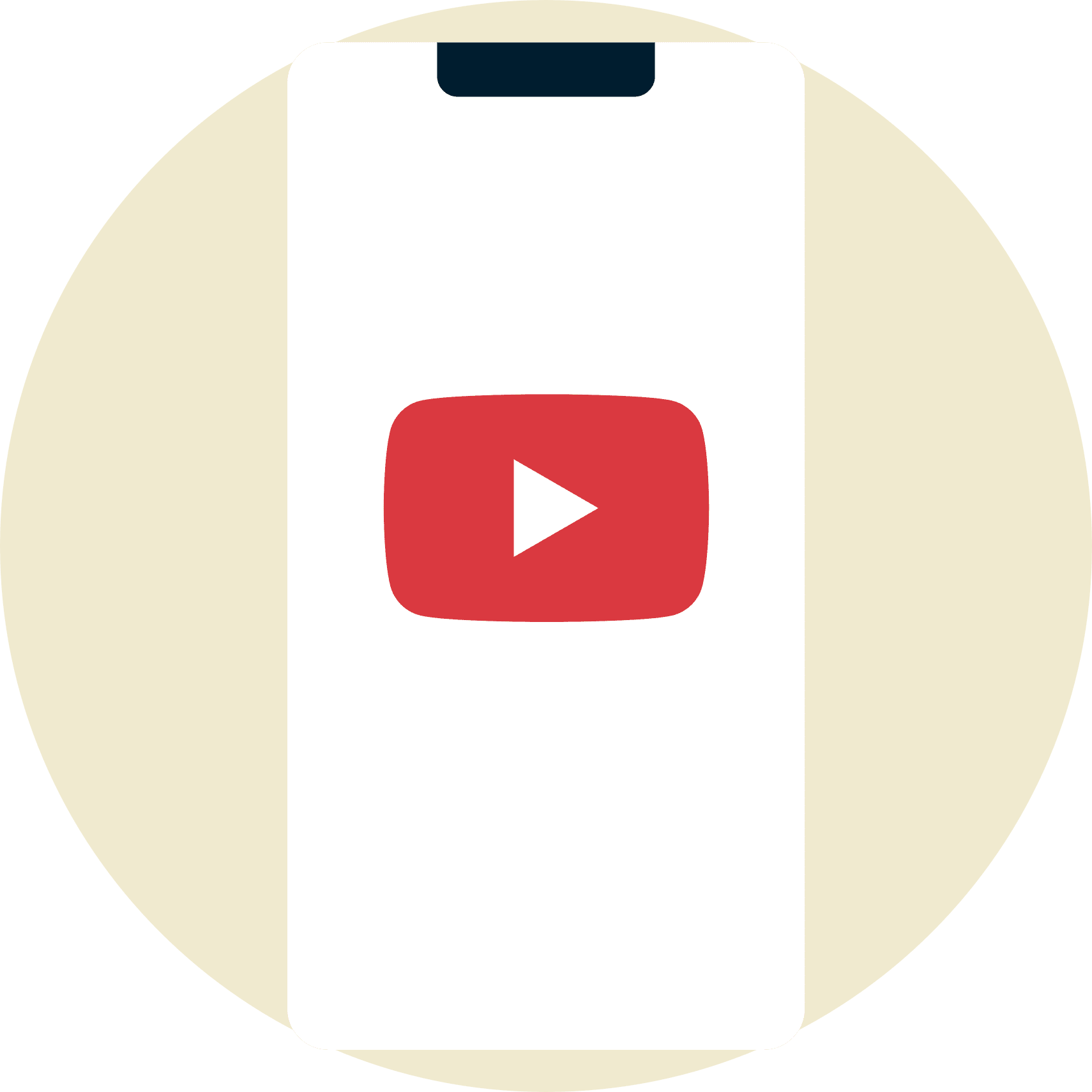 Il logo di YouTube su un dispositivo mobile.