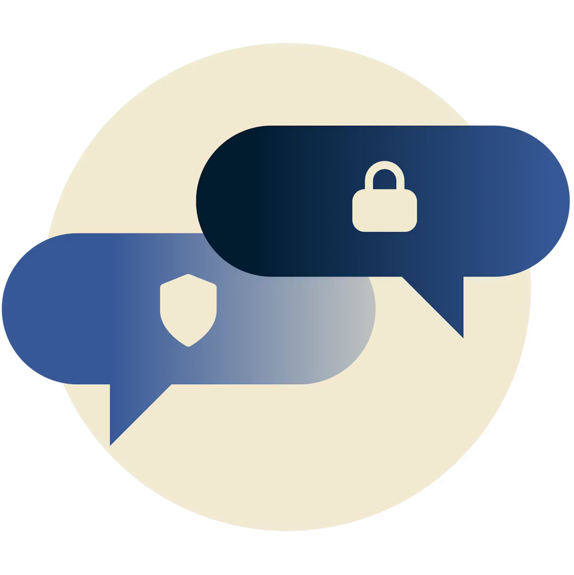 Chat bobler med en hengelås og skjold.