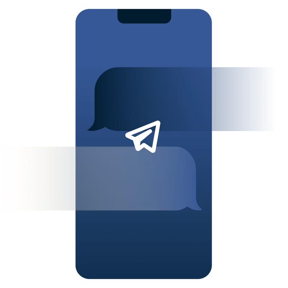 En meldingsapp med en tast på en telefonskjerm.