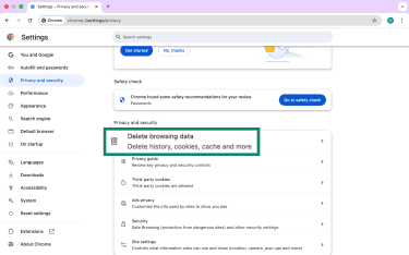 Delete browsing data in Google Chrome on desktop.