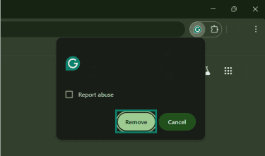 Clicking on Remove button removes the extension from Chrome.