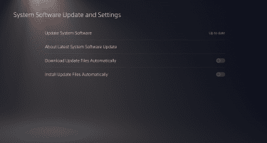 Update settings on PlayStation 5.