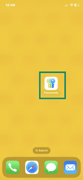 iOS device showing Passwords app