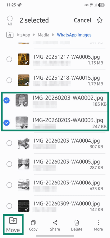 Recovering deleted photos from WhatsApp.